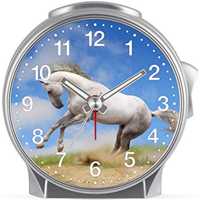 Eurotime Kinder Wecker für Mädchen mit Pferde-Motiv, Kunststoffgehäuse und Kunststoffglas, geräuscharmer Wecker, kein Ticken, mit Licht und Weckwiederholung, 29610-07 Eurotime Kinder Wecker für Mädchen mit Pferde-Motiv, Kunststoffgehäuse und Kunststoffglas, geräuscharmer Wecker, kein Ticken, mit Licht und Weckwiederholung, 29610-07