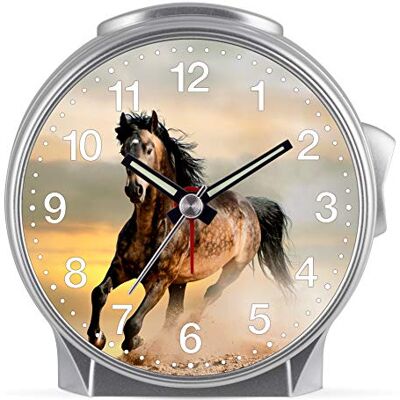 Eurotime Kinder Wecker für Mädchen mit Pferde-Motiv, Kunststoffgehäuse und Kunststoffglas, geräuscharmer Wecker, kein Ticken, mit Licht und Weckwiederholung, 29624-07 Eurotime Kinder Wecker für Mädchen mit Pferde-Motiv, Kunststoffgehäuse und Kunststoffglas, geräuscharmer Wecker, kein Ticken, mit Licht und Weckwiederholung, 29624-07