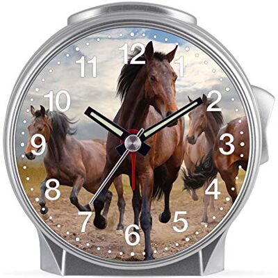 Eurotime Kinder Wecker für Mädchen mit Pferde-Motiv, Kunststoffgehäuse und Kunststoffglas, geräuscharmer Wecker, kein Ticken, mit Licht und Weckwiederholung, 29606-07 Eurotime Kinder Wecker für Mädchen mit Pferde-Motiv, Kunststoffgehäuse und Kunststoffglas, geräuscharmer Wecker, kein Ticken, mit Licht und Weckwiederholung, 29606-07