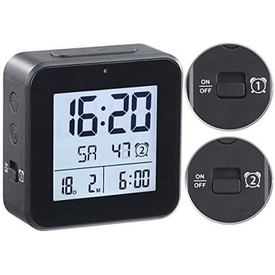 infactory Wecker Wochenendfunktion: Funkwecker mit 2 Weckzeiten, Hygro-/Thermometer & Lichtsensor, schwarz (Wecker mit Mehreren Weckzeiten, Zwei, Licht) infactory Wecker Wochenendfunktion: Funkwecker mit 2 Weckzeiten, Hygro-/Thermometer & Lichtsensor, schwarz (Wecker mit Mehreren Weckzeiten, Zwei, Licht)