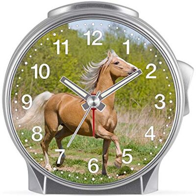 Eurotime Kinder Wecker für Mädchen mit Pferde-Motiv, Kunststoffgehäuse und Kunststoffglas, geräuscharmer Wecker, kein Ticken, mit Licht und Weckwiederholung, 29605-07 Eurotime Kinder Wecker für Mädchen mit Pferde-Motiv, Kunststoffgehäuse und Kunststoffglas, geräuscharmer Wecker, kein Ticken, mit Licht und Weckwiederholung, 29605-07