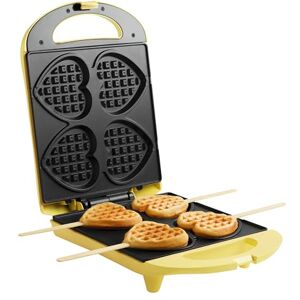 Bestron Waffeleisen für Herzwaffeln am Stiel, Waffelmaker mit Antihaftbeschichtung für Herzform-Waffeln, Retro Design, 780 Watt, Farbe: Gelb Bestron Waffeleisen für Herzwaffeln am Stiel, Waffelmaker mit Antihaftbeschichtung für Herzform-Waffeln, Retro Design, 780 Watt, Farbe: Gelb
