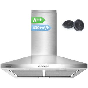 Comfee ' CH60A17EM400SS A++ Dunstabzugshaube 60cm Umluft & Abluft, Wandhaube mit Aktivkohlefilter, 400m³/h Luftstrom, 5 Schichten Waschbarer Fettfilter, Einstellbarer Kamin, Silber Comfee ' CH60A17EM400SS A++ Dunstabzugshaube 60cm Umluft & Abluft, Wandhaube mit Aktivkohlefilter, 400m³/h Luftstrom, 5 Schichten Waschbarer Fettfilter, Einstellbarer Kamin, Silber