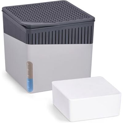 WENKO Raumentfeuchter Mod. Cube, Luftentfeuchter reduziert Schimmel & Gerüche, Auffangschale mit 1 kg Granulatblock nachfüllbar, fasst bis zu 1,6 l Feuchtigkeit, 16,5 x 15,7 x 16,5 cm, Grau WENKO Raumentfeuchter Mod. Cube, Luftentfeuchter reduziert Schimmel & Gerüche, Auffangschale mit 1 kg Granulatblock nachfüllbar, fasst bis zu 1,6 l Feuchtigkeit, 16,5 x 15,7 x 16,5 cm, Grau