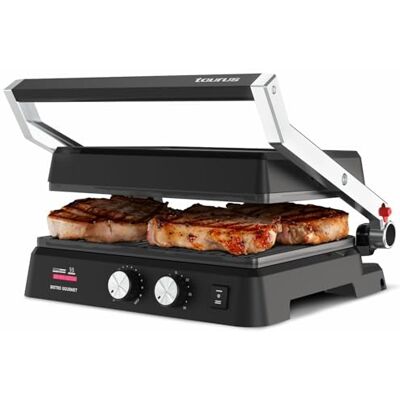 Taurus Sandwichmaker Grill Bistro 2600 W 2-in-1 Grill & Grillplatte 29x23 cm Antihaft ohne PFOA Dual Heat Tech 30-Min Timer, Schwarz, Metallisch Taurus Sandwichmaker Grill Bistro 2600 W 2-in-1 Grill & Grillplatte 29x23 cm Antihaft ohne PFOA Dual Heat Tech 30-Min Timer, Schwarz, Metallisch