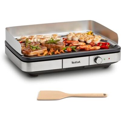 Tefal Maxi Plancha Elektro-Tischgrill CB690D, Extra groß, Antihaft Teppanyaki Platte, Leichte Reinigung, Innen und außen nutzbar, Inkl. abnehmbarem Windschutz + Spatel, 2300W, Schwarz/Silber Tefal Maxi Plancha Elektro-Tischgrill CB690D, Extra groß, Antihaft Teppanyaki Platte, Leichte Reinigung, Innen und außen nutzbar, Inkl. abnehmbarem Windschutz + Spatel, 2300W, Schwarz/Silber