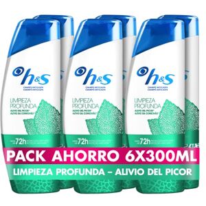 h&s Anti-Schuppen-Shampoo, Tiefenreinigung, Linderung von Juckreiz, mit Pfefferminze, bis zu 100% frei von Schuppen, 6 x 300 ml h&s Anti-Schuppen-Shampoo, Tiefenreinigung, Linderung von Juckreiz, mit Pfefferminze, bis zu 100% frei von Schuppen, 6 x 300 ml