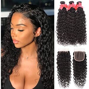 Miss GAGA Brasilianische Wasserwellenbündel mit Verschluss, 100% unverarbeitete Nutur-Wellen-Haarverlängerungen, 3 Bündel mit Verschluss, 4 x 4 freie Scheitel, nasse und gewellte, gewellte Haarverlängerungen Miss GAGA Brasilianische Wasserwellenbündel mit Verschluss, 100% unverarbeitete Nutur-Wellen-Haarverlängerungen, 3 Bündel mit Verschluss, 4 x 4 freie Scheitel, nasse und gewellte, gewellte Haarverlängerungen