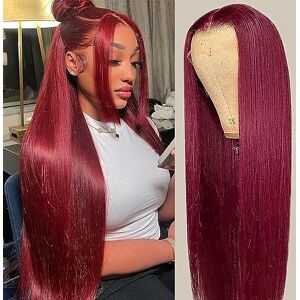 CHEETAHBEAUTY Dixtefo 99J Burgund Frontperücken aus Spitze, 13 x 6 Hd ohne Klebstoff, glatt, 99J, 220% Dichte, brasilianisches Virgin-Echthaar, Pa CHEETAHBEAUTY Dixtefo 99J Burgund Frontperücken aus Spitze, 13 x 6 Hd ohne Klebstoff, glatt, 99J, 220% Dichte, brasilianisches Virgin-Echthaar, Pa