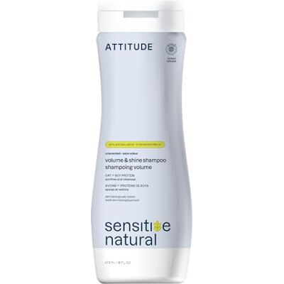 ATTITUDE Volume and Shine Hair Shampoo for Sensitive Dry Scalp, EWG Verified, Soothing Oat, For Thin Hair, Naturally Derived Ingredients, Vegan and Plant-Based, Unscented, 473 mL ATTITUDE Volume and Shine Hair Shampoo for Sensitive Dry Scalp, EWG Verified, Soothing Oat, For Thin Hair, Naturally Derived Ingredients, Vegan and Plant-Based, Unscented, 473 mL