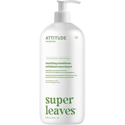 ATTITUDE Pflegende Haarspülung, für trockenes und geschädigtes Haar, natürlich gewonnene Inhaltsstoffe, veganer Entwirrer, dermatologisch getestet, Traubenkernöl und Olivenblätter, 946 ml ATTITUDE Pflegende Haarspülung, für trockenes und geschädigtes Haar, natürlich gewonnene Inhaltsstoffe, veganer Entwirrer, dermatologisch getestet, Traubenkernöl und Olivenblätter, 946 ml