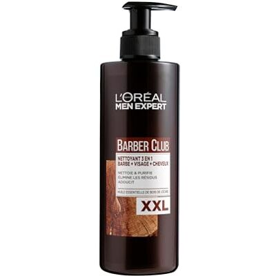 L'Oréal Men Expert XXL 3-in-1 Bartshampoo für Männer, Für Bart, Gesicht und Haar, Beruhigende Bartpflege für Herren gegen Schuppen & Juckreiz mit Zedernholzöl, Barber Club, 1 x 400 ml L'Oréal Men Expert XXL 3-in-1 Bartshampoo für Männer, Für Bart, Gesicht und Haar, Beruhigende Bartpflege für Herren gegen Schuppen & Juckreiz mit Zedernholzöl, Barber Club, 1 x 400 ml