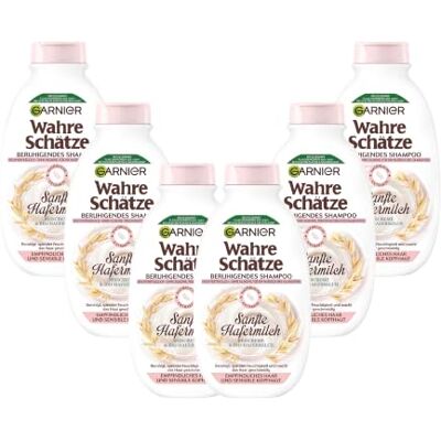 Garnier Wahre Schätze Beruhigendes Shampoo Sanfte Hafermilch für empfindliches Haar und sensible Kopfhaut; 250 ml (6er Pack) Garnier Wahre Schätze Beruhigendes Shampoo Sanfte Hafermilch für empfindliches Haar und sensible Kopfhaut; 250 ml (6er Pack)