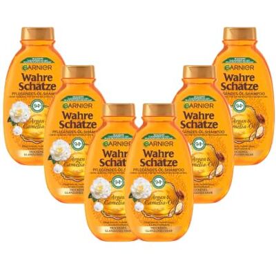 Garnier Wahre Schätze Pflegendes Öl-Shampoo Argan- & Camelia-Öl, pflegt intensiv, verleicht Glanz und Geschmeidigkeit, 250 ml Garnier Wahre Schätze Pflegendes Öl-Shampoo Argan- & Camelia-Öl, pflegt intensiv, verleicht Glanz und Geschmeidigkeit, 250 ml