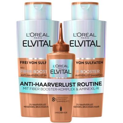 L'Oreal Paris L'Oréal Paris Fiber Booster Anti-Haarverlust Routine für kurzes Haar, 2x Shampoo & Serum für volleres Haar, Gegen Haarausfall, Weniger Haarbruch, Gegen Haarverlust, Elvital, für Männer und Frauen L'Oreal Paris L'Oréal Paris Fiber Booster Anti-Haarverlust Routine für kurzes Haar, 2x Shampoo & Serum für volleres Haar, Gegen Haarausfall, Weniger Haarbruch, Gegen Haarverlust, Elvital, für Männer und Frauen