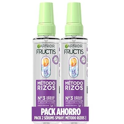 Garnier Fructis Lockenmethode mit 2 x Serumspray für lockiges Haar, definierte Locken und Wellen, Hyaluronsäure und Karité, vegane Formel, 150 ml + 150 ml Garnier Fructis Lockenmethode mit 2 x Serumspray für lockiges Haar, definierte Locken und Wellen, Hyaluronsäure und Karité, vegane Formel, 150 ml + 150 ml