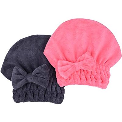 MAYOUTH Mikrofaser Handtuch Haare Super saugfähig 2 Stücke Kopfhandtuch Haarturban Haarhandtuch Schnelltrocknend Turban Geschenke für Damen & Mädchen Dunkelgrau+ Stieg Rot MAYOUTH Mikrofaser Handtuch Haare Super saugfähig 2 Stücke Kopfhandtuch Haarturban Haarhandtuch Schnelltrocknend Turban Geschenke für Damen & Mädchen Dunkelgrau+ Stieg Rot