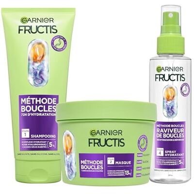 Garnier Fructis Methode Locken – Routine 3 Produkte – Shampoo, Maske & Feuchtigkeitsspray – angereichert mit Hyaluronsäure & Sheabutter – für alle Arten von Locken Garnier Fructis Methode Locken – Routine 3 Produkte – Shampoo, Maske & Feuchtigkeitsspray – angereichert mit Hyaluronsäure & Sheabutter – für alle Arten von Locken