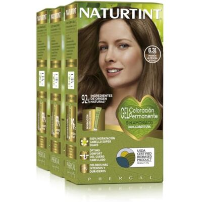 Naturtint Biobased Haarfarbe Oohne Ammoniak 6.31 Tiefe mandelbraune Farbe Hoher Anteil an natürlichen Inhaltsstoffen 3er Pack 510 ml Naturtint Biobased Haarfarbe Oohne Ammoniak 6.31 Tiefe mandelbraune Farbe Hoher Anteil an natürlichen Inhaltsstoffen 3er Pack 510 ml