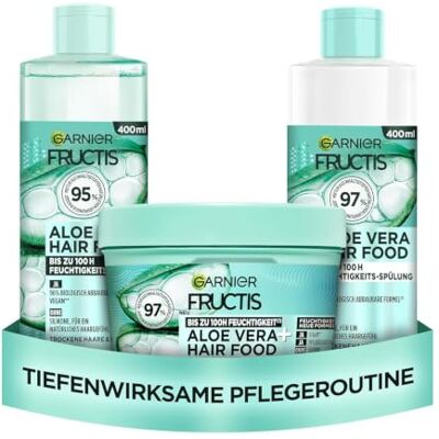 Garnier Fructis Aloe Vera Hair Food Pflege-Set für trockenes Haar, 3-tlg. Aloe Vera, Feuchtigkeitspflege, mehr Glanz , ohne Silikone, Glanzpflege, Fructis Aloe Vera Hair Food Garnier Fructis Aloe Vera Hair Food Pflege-Set für trockenes Haar, 3-tlg. Aloe Vera, Feuchtigkeitspflege, mehr Glanz , ohne Silikone, Glanzpflege, Fructis Aloe Vera Hair Food