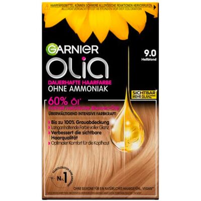 Garnier Olia Dauerhafte Haarfarbe 9.0 Hellblond, ohne Ammoniak, permanente Coloration, bis zu 100% Grauabdeckung, langanhaltende Farbe bis zu 8 Wochen, intensiver Glanz, 3 x 1 Stück Garnier Olia Dauerhafte Haarfarbe 9.0 Hellblond, ohne Ammoniak, permanente Coloration, bis zu 100% Grauabdeckung, langanhaltende Farbe bis zu 8 Wochen, intensiver Glanz, 3 x 1 Stück