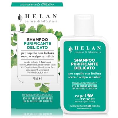 Helan Capelvenere sanftes reinigendes Shampoo fuer Haar mit trockenen Schuppen und empfindlicher Kopfhaut, reinigt mit Bio-Klette und Salbei natuerlicher Reinigungsschutz, Made in Italy, 200 ml Helan Capelvenere sanftes reinigendes Shampoo fuer Haar mit trockenen Schuppen und empfindlicher Kopfhaut, reinigt mit Bio-Klette und Salbei natuerlicher Reinigungsschutz, Made in Italy, 200 ml