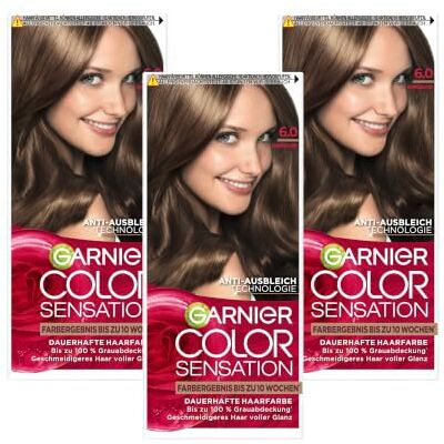 Garnier Color Sensation Permanente Haarfarbe 6.0 Dunkelblond 100% Grauabdeckung 10 Wochen Farbergebnis Geschmeidigeres Haar voller Glanz Garnier Color Sensation Permanente Haarfarbe 6.0 Dunkelblond 100% Grauabdeckung 10 Wochen Farbergebnis Geschmeidigeres Haar voller Glanz