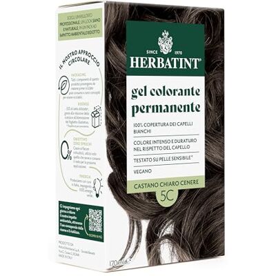 Herbatint Permanente Haarfarbe Gel 5C Hellbraun Aschbraun 170 ml Ammoniakfrei, 100% Abdeckung für weißes Haar für empfindliche Haut, mit 8 natürlichen Bio-Extrakten Herbatint Permanente Haarfarbe Gel 5C Hellbraun Aschbraun 170 ml Ammoniakfrei, 100% Abdeckung für weißes Haar für empfindliche Haut, mit 8 natürlichen Bio-Extrakten