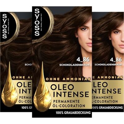 Syoss Oleo Intense Öl-Coloration 4-86 Schokoladenbraun (3x130 ml), dauerhafte Haarfarbe mit pflegendem Öl schützt vor Haarschäden, für 100% Grauabdeckung, Coloration ohne Ammoniak Syoss Oleo Intense Öl-Coloration 4-86 Schokoladenbraun (3x130 ml), dauerhafte Haarfarbe mit pflegendem Öl schützt vor Haarschäden, für 100% Grauabdeckung, Coloration ohne Ammoniak