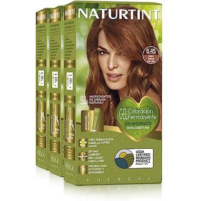 Naturtint Haarfarbe Oohne Ammoniak 6.45 Dunkel Bernstein Blond Hoher Anteil an natürlichen Inhaltsstoffen 3er Pack 510 ml Naturtint Haarfarbe Oohne Ammoniak 6.45 Dunkel Bernstein Blond Hoher Anteil an natürlichen Inhaltsstoffen 3er Pack 510 ml