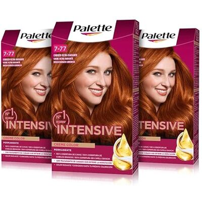 Schwarzkopf Intensive Creme Color 7-77 Ultra Radiant Cobrize, permanente Haarfarbe mit Macadamia- und Mandelöl, deckt 100% der grauen Haare und Wurzeln ab, für strahlende Farbe, 3 Stück Schwarzkopf Intensive Creme Color 7-77 Ultra Radiant Cobrize, permanente Haarfarbe mit Macadamia- und Mandelöl, deckt 100% der grauen Haare und Wurzeln ab, für strahlende Farbe, 3 Stück