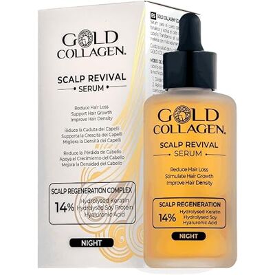 GOLD COLLAGEN Scalp Revival Nachtserum für Haarwachstum und gegen Haarausfall für Damen mit Hyaluronsäure, Keratin für Haare und natürliche Extrakte – Öl für sprödes und sprödes Haar, 100 ml GOLD COLLAGEN Scalp Revival Nachtserum für Haarwachstum und gegen Haarausfall für Damen mit Hyaluronsäure, Keratin für Haare und natürliche Extrakte – Öl für sprödes und sprödes Haar, 100 ml
