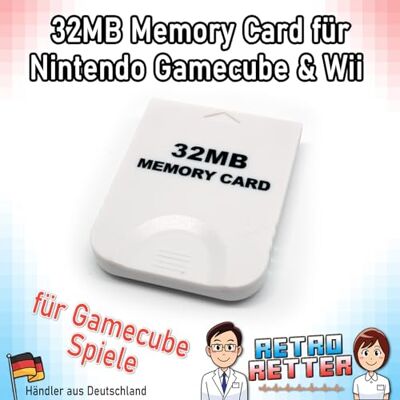 RetroRetter 32 MB Memory Card Weiß für Nintendo Wii & GameCube 507 Block NGC Speicherkarte RetroRetter 32 MB Memory Card Weiß für Nintendo Wii & GameCube 507 Block NGC Speicherkarte