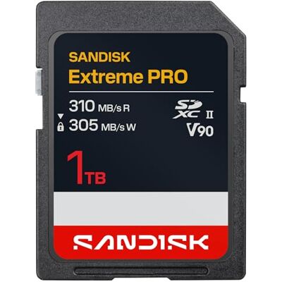 SanDisk Extreme PRO SD UHS-II V90 Karte mit 1 TB (Lesegeschwindigkeiten von bis zu 310 MB/s, Schreibgeschwindigkeiten von bis zu 305 MB/s, kompatibel mit DSLR-Kameras und spiegellosen Kameras) SanDisk Extreme PRO SD UHS-II V90 Karte mit 1 TB (Lesegeschwindigkeiten von bis zu 310 MB/s, Schreibgeschwindigkeiten von bis zu 305 MB/s, kompatibel mit DSLR-Kameras und spiegellosen Kameras)