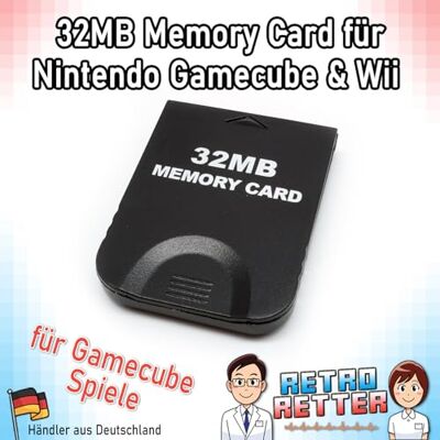RetroRetter 32 MB Memory Card Schwarz für Nintendo Wii & GameCube 507 Block NGC Speicherkarte RetroRetter 32 MB Memory Card Schwarz für Nintendo Wii & GameCube 507 Block NGC Speicherkarte