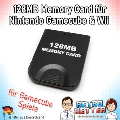 RetroRetter 128 MB Memory Card Schwarz für Nintendo Wii & GameCube 2043 Block NGC Speicherkarte RetroRetter 128 MB Memory Card Schwarz für Nintendo Wii & GameCube 2043 Block NGC Speicherkarte