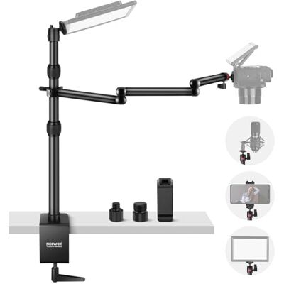 NEEWER Teleskop Kamera Tischhalterung Tischhalterung mit dreiteiligem Klapparm 1,2m mit Telefonklemme Kugelkopf für LED Licht Mikrofon TL253A+MH022 NEEWER Teleskop Kamera Tischhalterung Tischhalterung mit dreiteiligem Klapparm 1,2m mit Telefonklemme Kugelkopf für LED Licht Mikrofon TL253A+MH022
