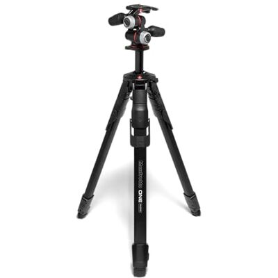Manfrotto ONE Photo, Aluminium‑Stativ‑Kit mit XPRO 3‑Wege‑Kopf, 12 kg Tragkraft, 90° Horizontalsäule, XTEND‑Beine für schnellen Aufbau, Modulare Gummifüße/Spikes, Professionelles Fotostativ Manfrotto ONE Photo, Aluminium‑Stativ‑Kit mit XPRO 3‑Wege‑Kopf, 12 kg Tragkraft, 90° Horizontalsäule, XTEND‑Beine für schnellen Aufbau, Modulare Gummifüße/Spikes, Professionelles Fotostativ