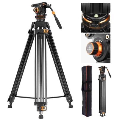 K&F CONCEPT Video stativ, VA3+BV20 Aluminium Schwarz Kamera Stativ, mit 360°Fluidkopf,191cm Video Tripod, kompatibel mit Canon Nikon Sony und Anderen DSLR,Camcorder,Kameras,10kg Belastbarkeit K&F CONCEPT Video stativ, VA3+BV20 Aluminium Schwarz Kamera Stativ, mit 360°Fluidkopf,191cm Video Tripod, kompatibel mit Canon Nikon Sony und Anderen DSLR,Camcorder,Kameras,10kg Belastbarkeit