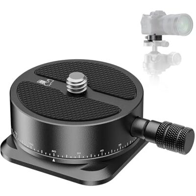 NEEWER Panorama Schnellwechselplatte, 360° skalierter Schwenkkopf Kamerastativ Montage Adapter mit Arca Typ Basis und 1/4" Schraube für DSLR Camcorder Stativ Monopod Slider, Max. Belastung 5kg, QRP-6 NEEWER Panorama Schnellwechselplatte, 360° skalierter Schwenkkopf Kamerastativ Montage Adapter mit Arca Typ Basis und 1/4" Schraube für DSLR Camcorder Stativ Monopod Slider, Max. Belastung 5kg, QRP-6