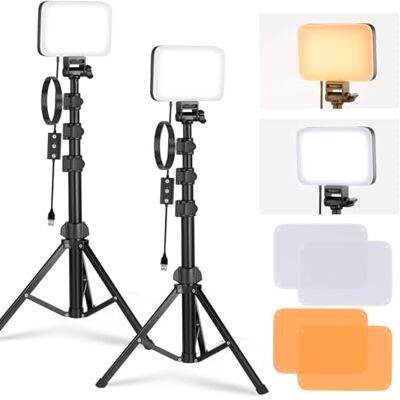 NEEWER BASICS LED Videolicht Panel Beleuchtungsset, 2er Pack Bi Color dimmbare tragbare Studioleuchten mit Ständern Filtern, 3200K~5600K CRI 95 750Lux, Fotolicht für Videoaufnahme Live Streaming, BP66 NEEWER BASICS LED Videolicht Panel Beleuchtungsset, 2er Pack Bi Color dimmbare tragbare Studioleuchten mit Ständern Filtern, 3200K~5600K CRI 95 750Lux, Fotolicht für Videoaufnahme Live Streaming, BP66