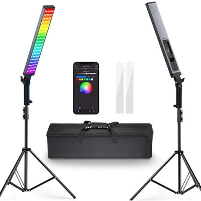NEEWER RGB Videoleuchte Lichtstab Set, Fotografie 2er Pack LED Videolicht mit Ständer, Diffusoren, 3250Lux dimmbarer Stab 2500-10000K CRI95+/TLCI97+ APP/2,4G/Panel Steuerung für Live/Videos/Vlog BH20C NEEWER RGB Videoleuchte Lichtstab Set, Fotografie 2er Pack LED Videolicht mit Ständer, Diffusoren, 3250Lux dimmbarer Stab 2500-10000K CRI95+/TLCI97+ APP/2,4G/Panel Steuerung für Live/Videos/Vlog BH20C