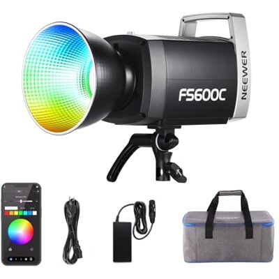 NEEWER Pro 600W RGB LED Videolicht mit APP/2,4G/DMX Steuerung, 2500–7500K, 52500Lx/1m COB Dauerlicht, CRI95+/TLCI97+ Spotlicht mit Tasche für Studiofotografie, Aufnahmen und Streaming, FS600C NEEWER Pro 600W RGB LED Videolicht mit APP/2,4G/DMX Steuerung, 2500–7500K, 52500Lx/1m COB Dauerlicht, CRI95+/TLCI97+ Spotlicht mit Tasche für Studiofotografie, Aufnahmen und Streaming, FS600C