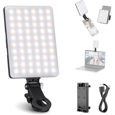 NEEWER Basic Clip On Selfie Licht kompatibel mit iPhone, 2000mAh wiederaufladbares LED Videolicht mit Handy Clamp für Computer Webcam, Laptop, Zoom Videokonferenzen, Make up Fotografie, NL-60AI NEEWER Basic Clip On Selfie Licht kompatibel mit iPhone, 2000mAh wiederaufladbares LED Videolicht mit Handy Clamp für Computer Webcam, Laptop, Zoom Videokonferenzen, Make up Fotografie, NL-60AI