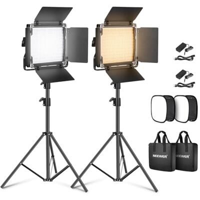 NEEWER 660 LED Videolicht Panel 2 Set mit Stativ/Faltbarer Diffusor: (2) Bi Farbe CRI96+ Videoleuchte Fotolicht mit Barndoor (2) 75" Lichtstativ für Fotografie Licht Video Studio Dauerlicht Filmlicht NEEWER 660 LED Videolicht Panel 2 Set mit Stativ/Faltbarer Diffusor: (2) Bi Farbe CRI96+ Videoleuchte Fotolicht mit Barndoor (2) 75" Lichtstativ für Fotografie Licht Video Studio Dauerlicht Filmlicht