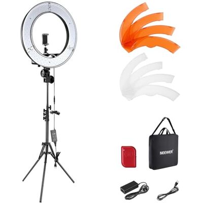 NEEWER Ringlicht mit Stativ Set: 18 Zoll/45cm Außen 55W 5600K Dimmbare LED Ringleuchte mit Bluetooth Fernbedienung für Handy/Kamera für YouTube TikTok Self Porträt Foto, Tätowierer, Make up, Salons NEEWER Ringlicht mit Stativ Set: 18 Zoll/45cm Außen 55W 5600K Dimmbare LED Ringleuchte mit Bluetooth Fernbedienung für Handy/Kamera für YouTube TikTok Self Porträt Foto, Tätowierer, Make up, Salons