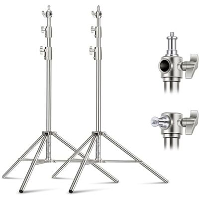 NEEWER 280cm Lichtstativ, 2 Stück Edelstahl Light Stand, federgedämpftes Heavy Duty Fotografie Lampenstativ mit 1/4" bis 3/8" Adapter für Blitz Video Ringlicht Monolight Softbox, Max. 10kg, ST-280SS NEEWER 280cm Lichtstativ, 2 Stück Edelstahl Light Stand, federgedämpftes Heavy Duty Fotografie Lampenstativ mit 1/4" bis 3/8" Adapter für Blitz Video Ringlicht Monolight Softbox, Max. 10kg, ST-280SS