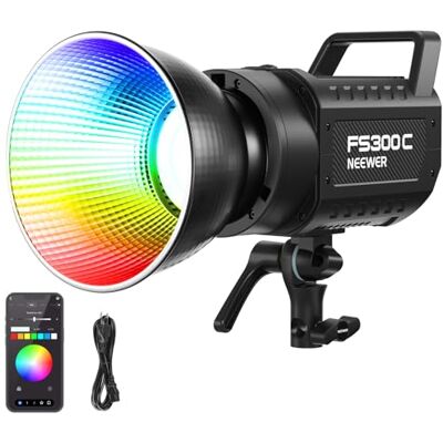 NEEWER 300W RGB LED Videolicht mit APP/2.4G Steuerung, 17 Effekte, 2500K-7500K 29000lux/1m COB Dauerlicht, CRI95+/TLCI97+ Bowens Mount für Studiofotografie und Videoaufnahmen, FS300C NEEWER 300W RGB LED Videolicht mit APP/2.4G Steuerung, 17 Effekte, 2500K-7500K 29000lux/1m COB Dauerlicht, CRI95+/TLCI97+ Bowens Mount für Studiofotografie und Videoaufnahmen, FS300C
