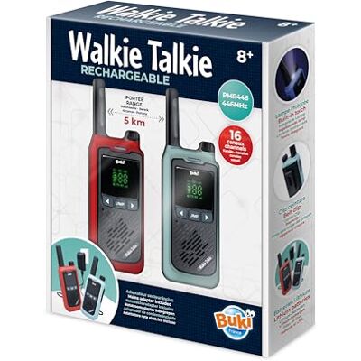BUKI France BUKI TW05 Walkie-Talkies mit wiederaufladbarer Lithium-Batterie – 5 km Reichweite, 16 Kanäle, schwarz BUKI France BUKI TW05 Walkie-Talkies mit wiederaufladbarer Lithium-Batterie – 5 km Reichweite, 16 Kanäle, schwarz