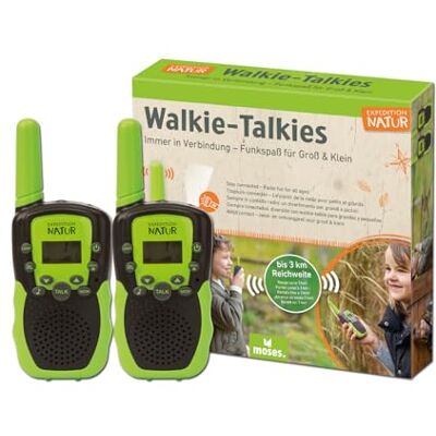 moses . Expedition Natur Walkie-Talkie, 2 Walkie-Talkies für Kinder ab 6 Jahren, bis zu 3 km Reichweite, 22 Kanäle, 2er Set Funkgeräte mit integrierter Taschenlampe & Gürtelclip, Outdoor-Spielzeug moses . Expedition Natur Walkie-Talkie, 2 Walkie-Talkies für Kinder ab 6 Jahren, bis zu 3 km Reichweite, 22 Kanäle, 2er Set Funkgeräte mit integrierter Taschenlampe & Gürtelclip, Outdoor-Spielzeug
